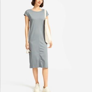 Everlane The Luxe Cotton Side Slit Tee Dress